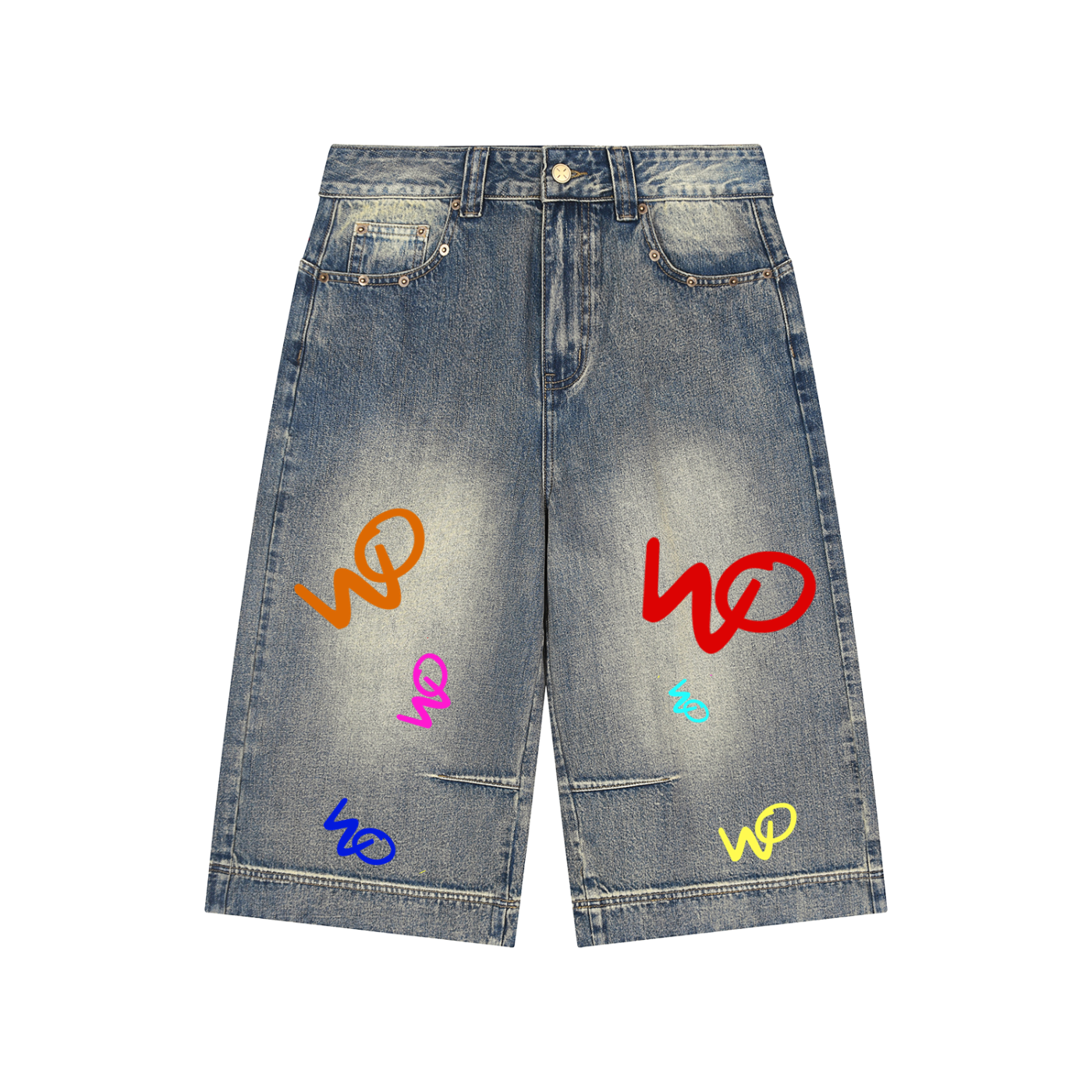 Vintage Wash Baggy Denim Shorts