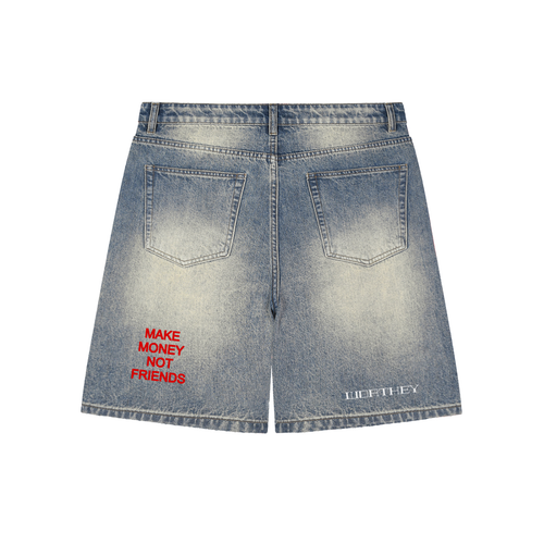 Faded Distressed Baggy Denim Shorts