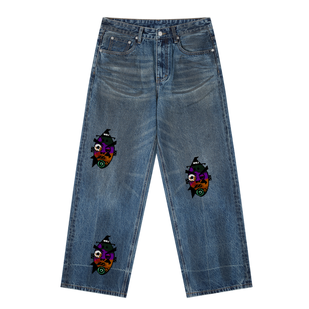 Vintage Wash Baggy Denim Jeans