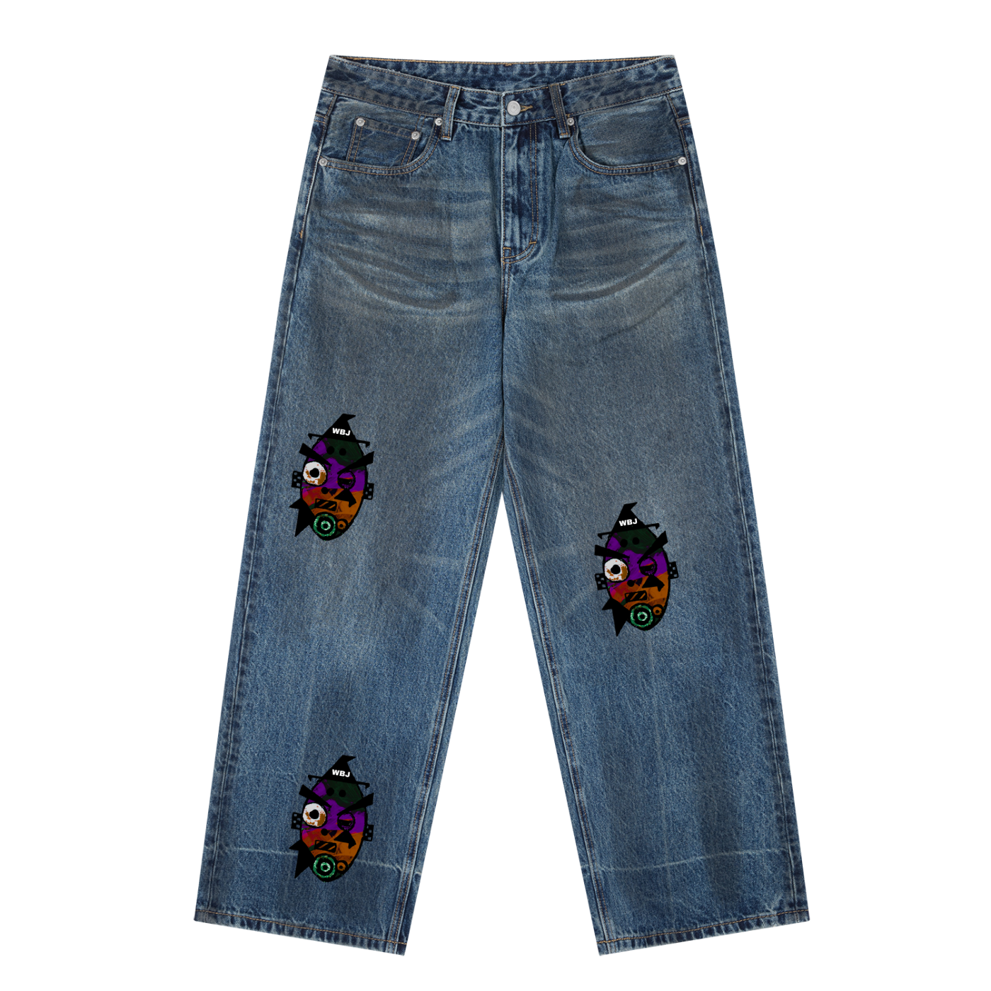 Vintage Wash Baggy Denim Jeans