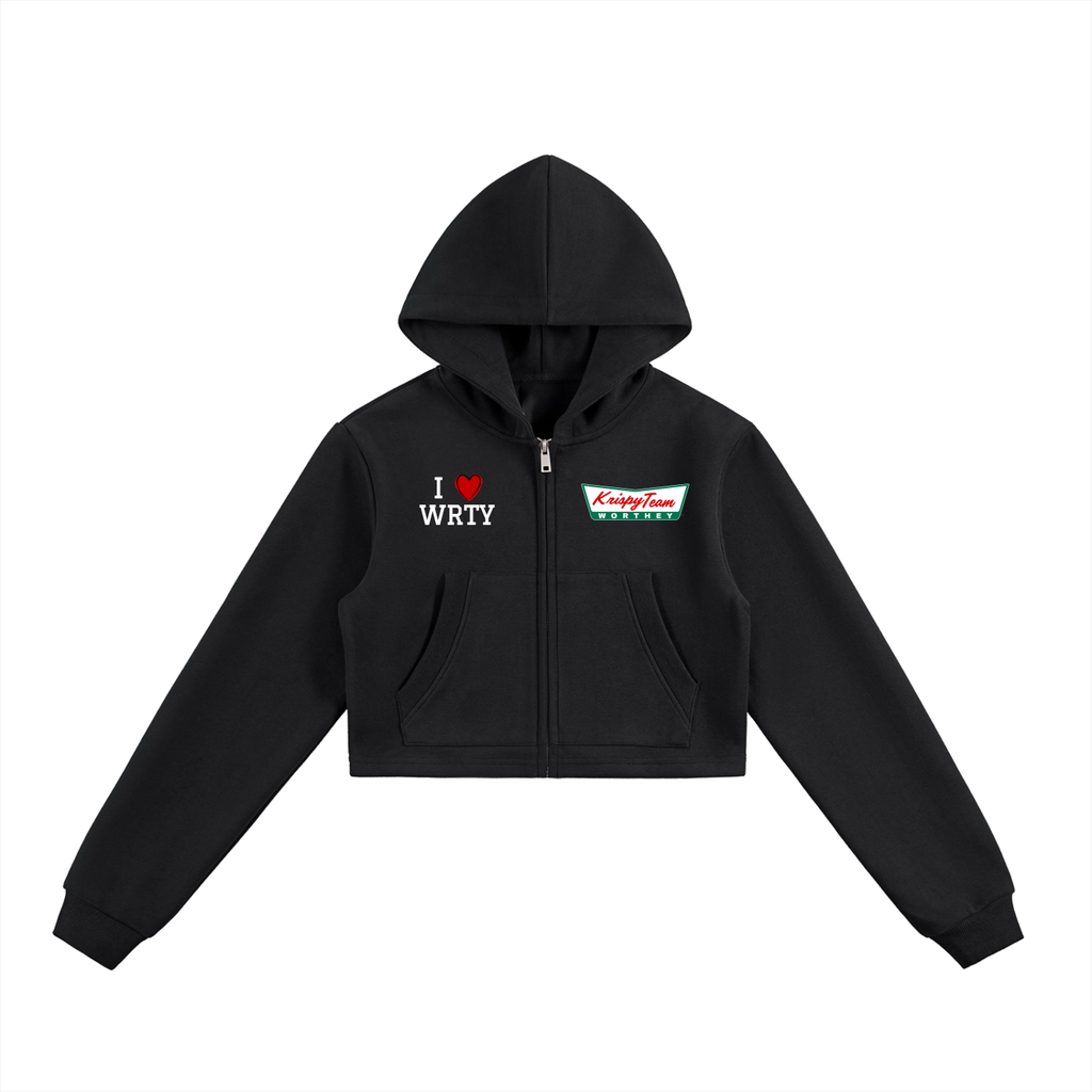 WRTY “ KRISPY TEAM “ Cropped Zip-Up Hoodie