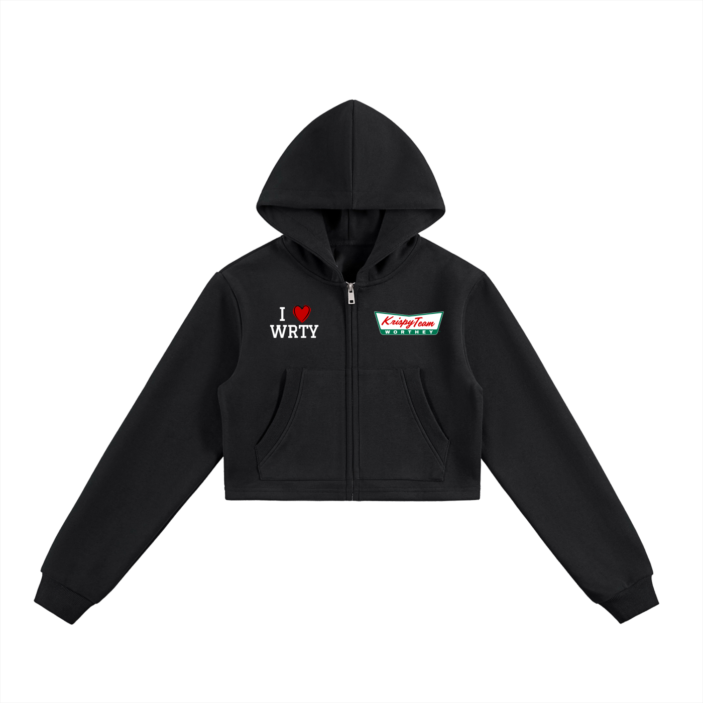 WRTY “ KRISPY TEAM “ Cropped Zip-Up Hoodie