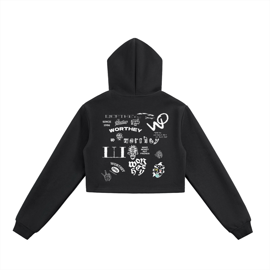 WRTY “ KRISPY TEAM “ Cropped Zip-Up Hoodie